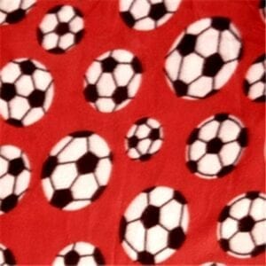 Fleece Print Soccer Ball Red 20 yard bolt