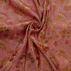 30″ Silk Chinese Brocade Fabric Blossoms Peony Pink 10 yard bolt