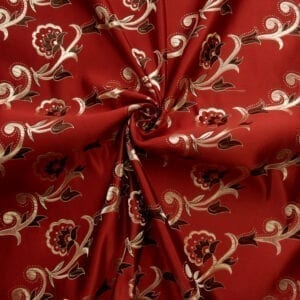 30″ Silk Chinese Brocade Fabric Flower Vine Red 10 yard bolt