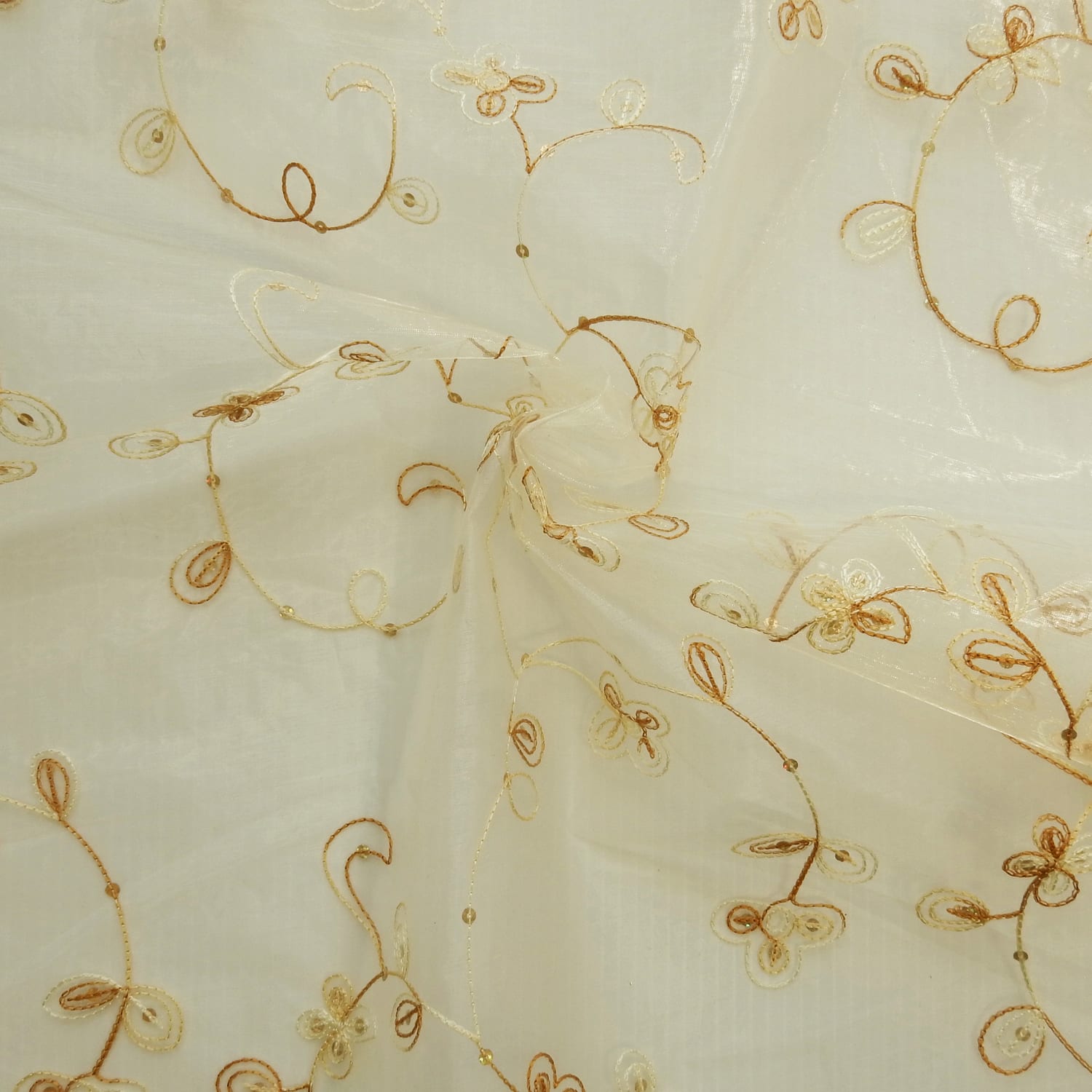 Antique Florence Embroidered Sheer Organza Fabric By the yard 