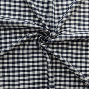 60″ Gingham Cotton Blend Fabric Large Check Navy, by the yard