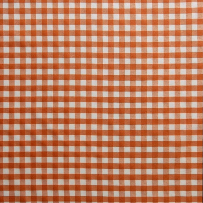 60″ Gingham Cotton Blend Fabric Large Check Orange, by the yard