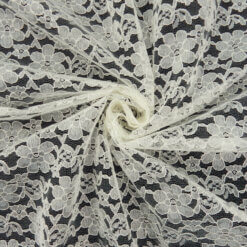 60" Floral Lace Fabric Ivory, by the yard