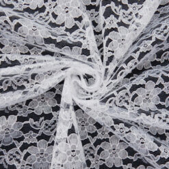 60" Floral Lace Fabric White, by the yard