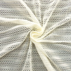 SALE Stripe Crochet Knit Lace Fabric 6379 Ivory, by the yard