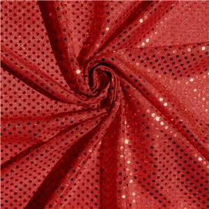 Luxe Stretch Confetti Sequin Dot Fabric Red, by the yard