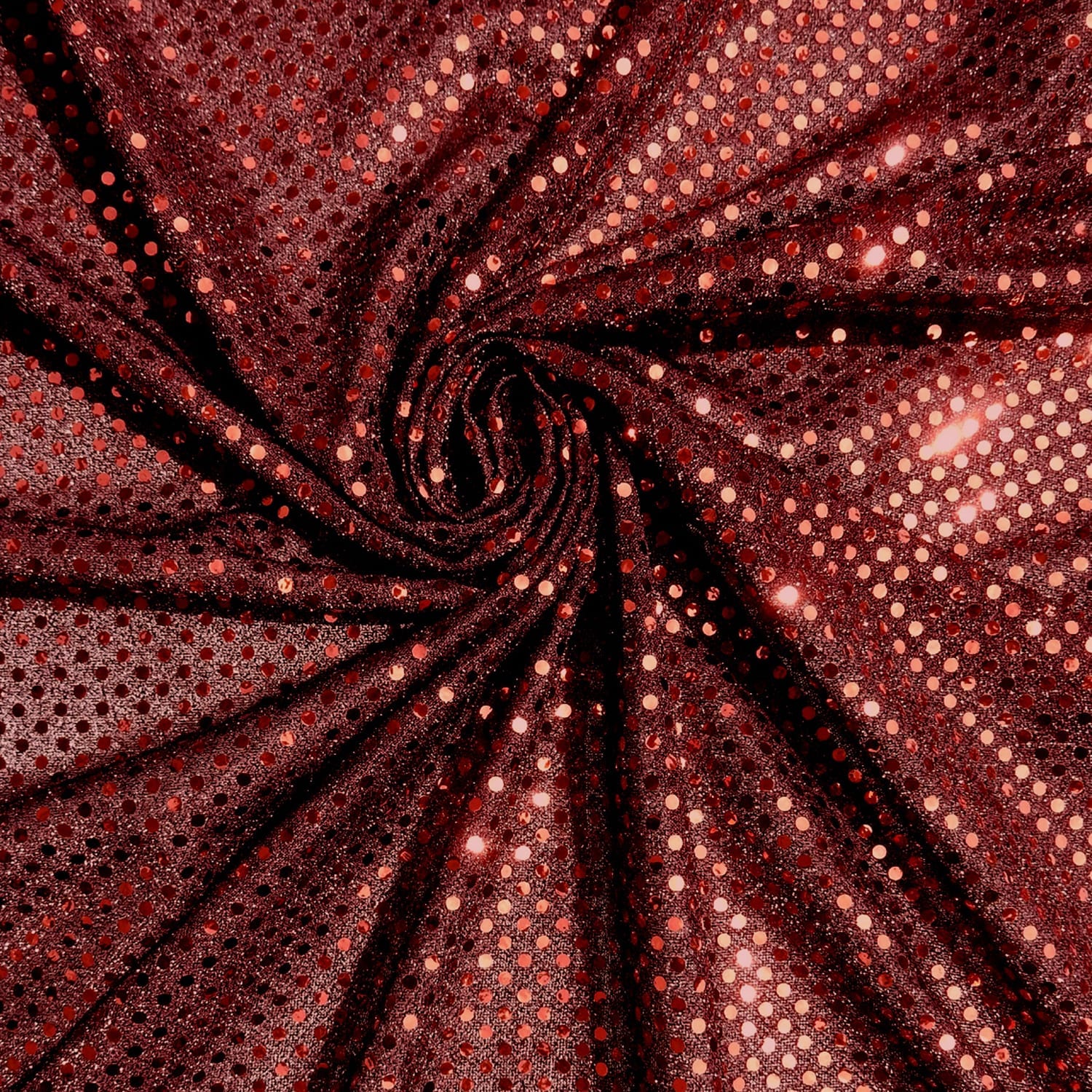 Luxe Stretch Confetti Sequin Dot Fabric Red-Burgundy 25 yard bolt
