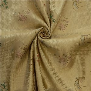 30" Silk Chinese Brocade Fabric Bamboo Trellis Gold 15 yard bolt