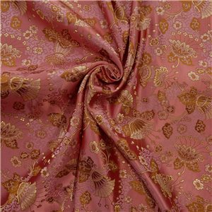 30" Silk Chinese Brocade Fabric Blossoms Peony Pink 15 yard bolt