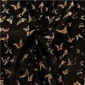 30" Silk Chinese Brocade Fabric Butterfly Black 15 yard bolt