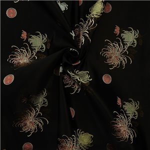 30" Silk Chinese Brocade Fabric Chrysanthemum & Shou Black 15 yard bolt