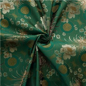 30" Silk Chinese Brocade Fabric Flowers Jade 15 yard bolt