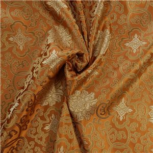 30" Silk Chinese Brocade Fabric Lattice Mandarin Orange 15 yard bolt
