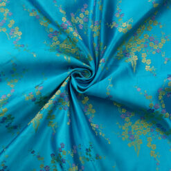 60" Chinese Brocade Fabric Dogwood Turquoise 35 yard bolt