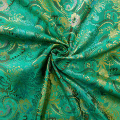 60" Chinese Brocade Fabric Paisley Emerald 35 yard bolt