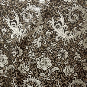 60" Chinese Brocade Fabric Feathers Black 35 yard bolt