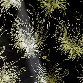 60" Chinese Brocade Fabric Floating Mums Black 35 yard bolt
