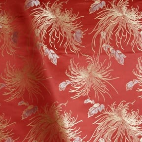 60" Chinese Brocade Fabric Floating Mums Red 35 yard bolt