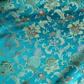60" Chinese Brocade Fabric Shanghai Turquoise 35 yard bolt