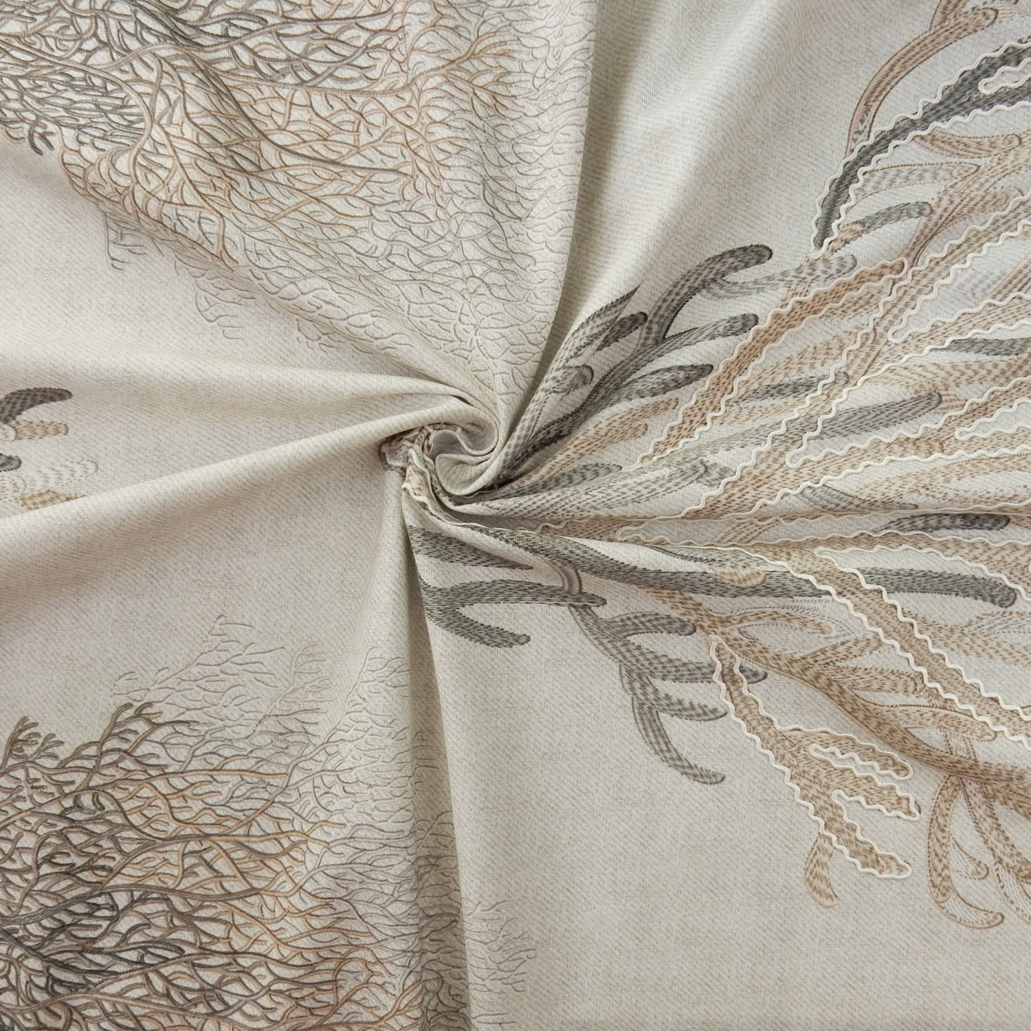 Wholesale Embroidered Coral Reef Decorating Fabric Natural 25 yard bolt