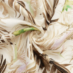 European Printed Linen Fabric Tropical Brown 25 yard bolt