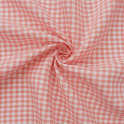 Wholesale European Linen Gingham Fabric Coral-White 50 yard roll
