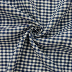 European Linen Gingham Fabric Navy-White 25 yard bolt