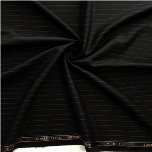 English Super 120's Merino Wool Fabric 70 Black, by the yard