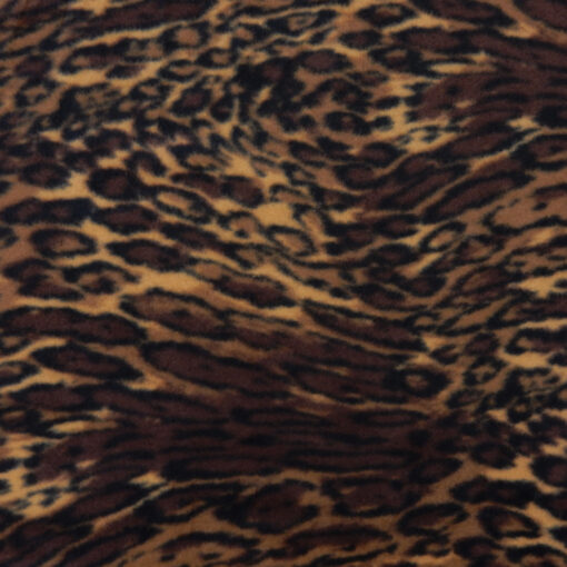 Jungle Cat Amber Printed Fleece Fabric Flat