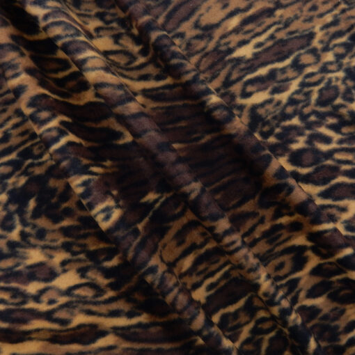 Jungle Cat Amber Printed Fleece Fabric Draped