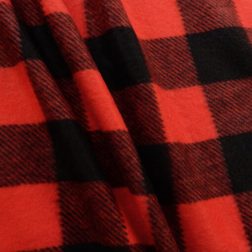 Fleece Print Kara Check Red-Black Draped