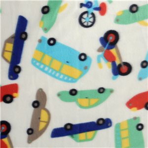 SALE Fleece Print Transportation Ivory, by the yard