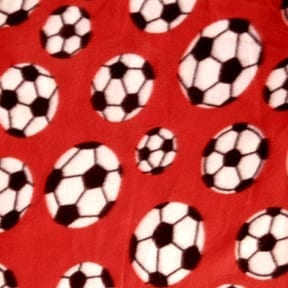 Fleece Print Soccer Ball Red, by the yard