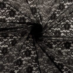 60" Floral Lace Fabric Black, by the yard