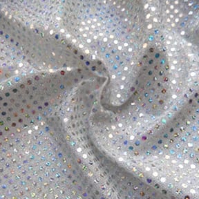 Luxe Stretch Confetti Hologram Sequin Dot Fabric Silver 25 yard bolt