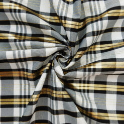 Wholesale Metallic Yarn Dyed Plaid Fabric Black-White-Gold 25 yard bolt