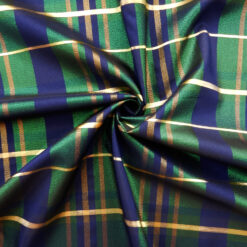 Wholesale Metallic Yarn Dyed Plaid Fabric Green-Blue-Gold 25 yard bolt