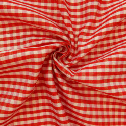 Wholesale Metallic Yarn Dyed Plaid Fabric Red-White-Gold 25 yard bolt