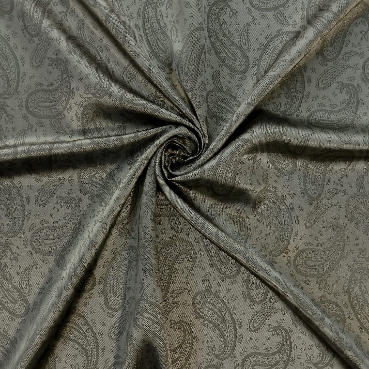 Paisley Acetate Lining Fabric Silver/Black, 3.25 Yard Pre-Cut Piece