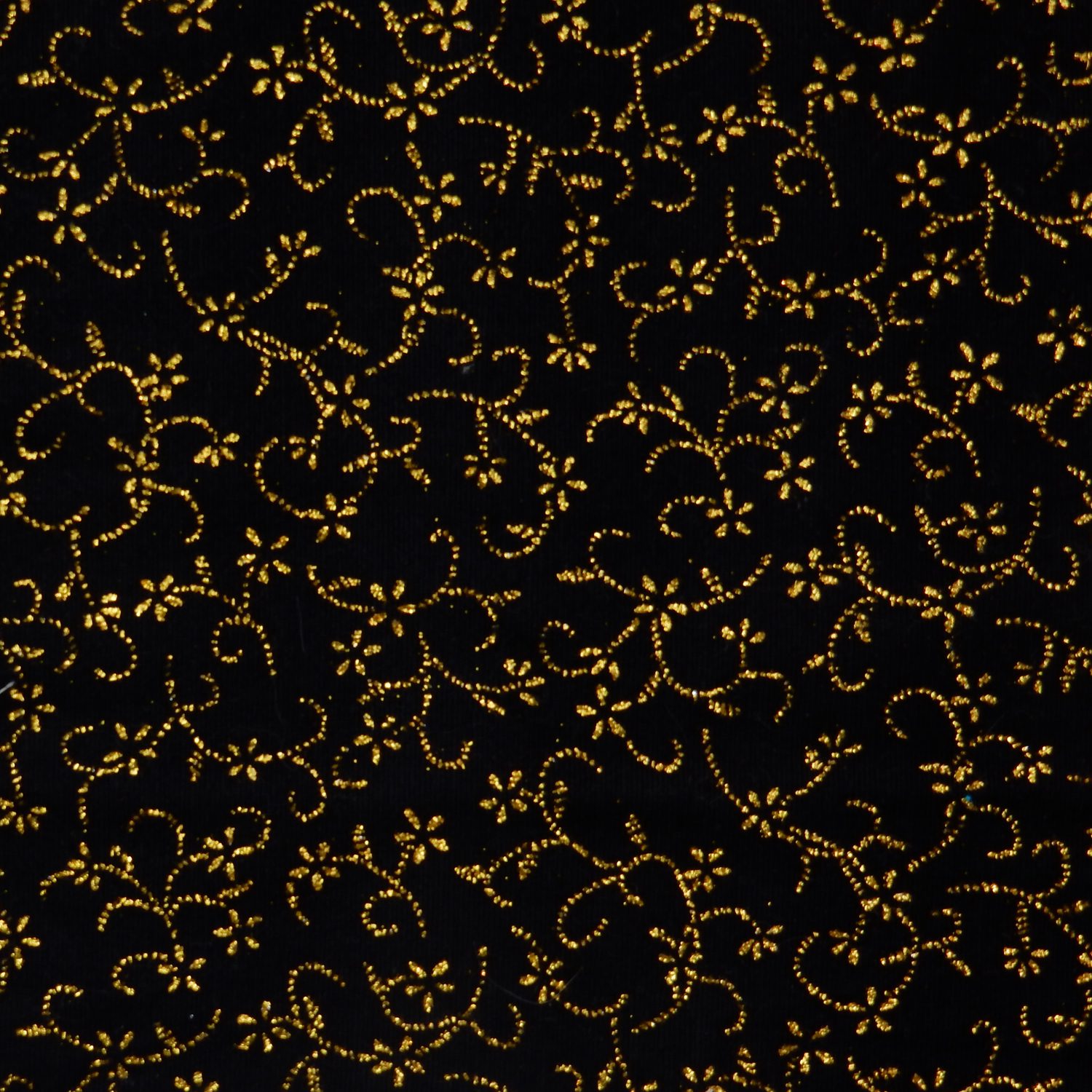 SALE Floral Swirling Metallic Gold on Black Velvet Fabric 5440, by the yard - Image 2