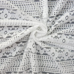 SALE Textured Stretch Lace Fabric 5918 White, by the yard