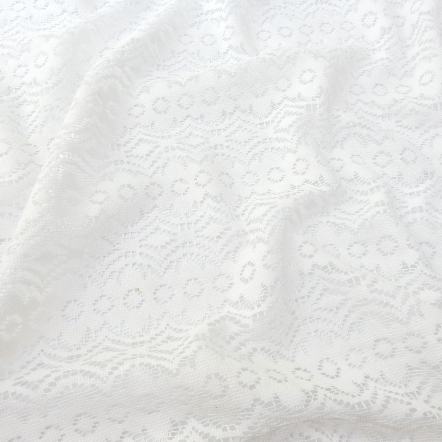 SALE Stretch Geometric Lace Fabric 5921 White, by the yard - Image 5