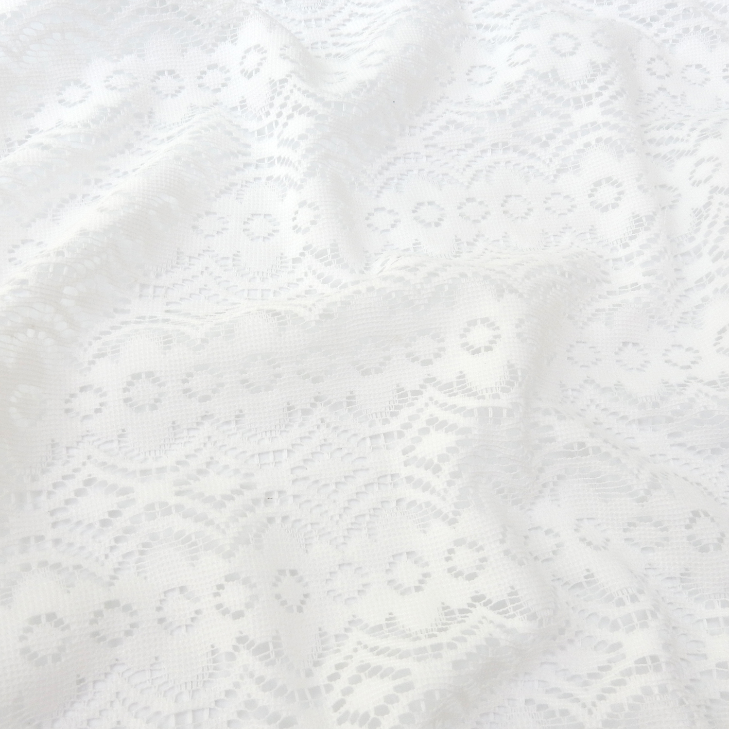 SALE Stretch Geometric Lace Fabric 5921 White, by the yard - Image 6