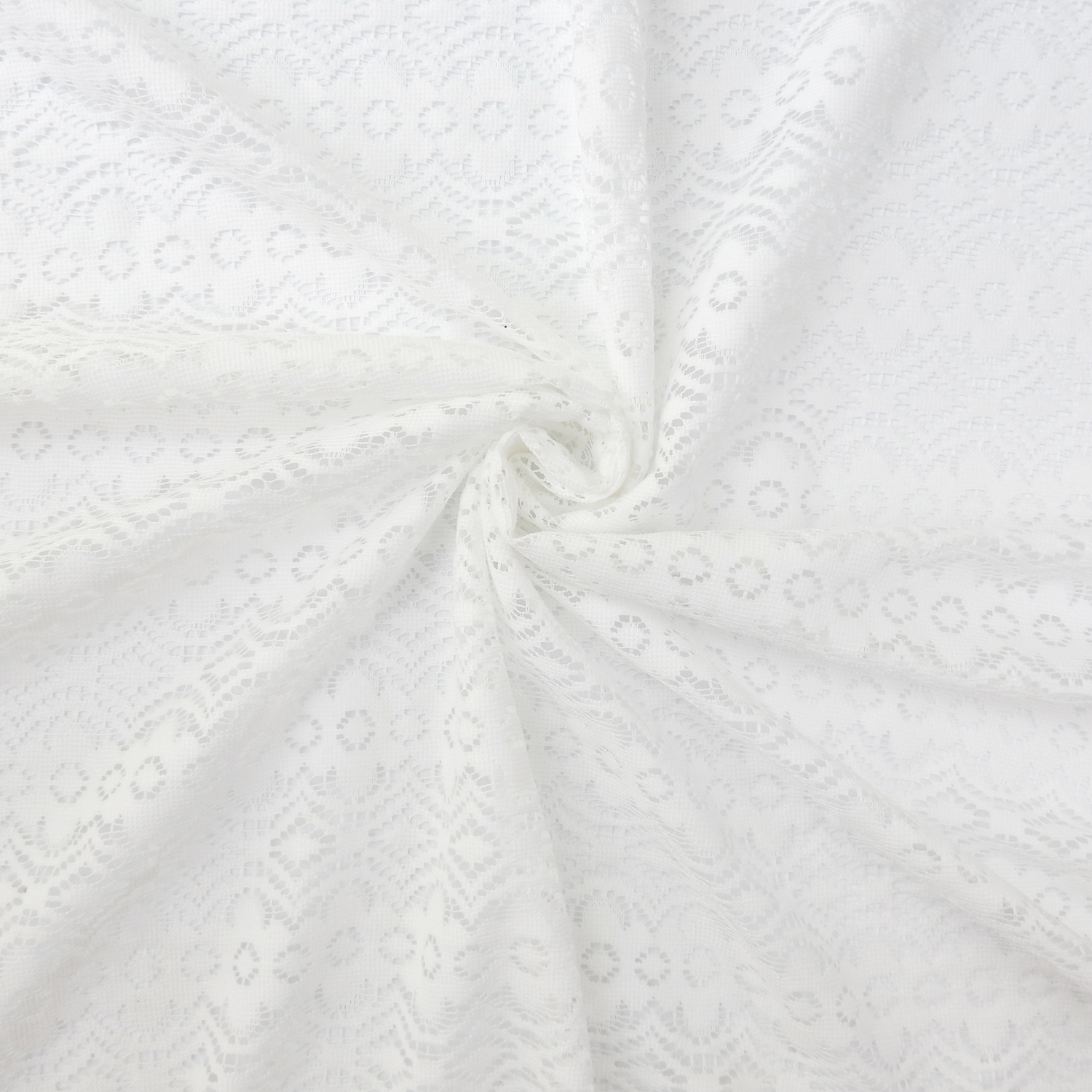 SALE Stretch Geometric Lace Fabric 5921 White, by the yard - Image 3