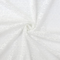 SALE Textured Geometric Lace Fabric 5941 White, by the yard