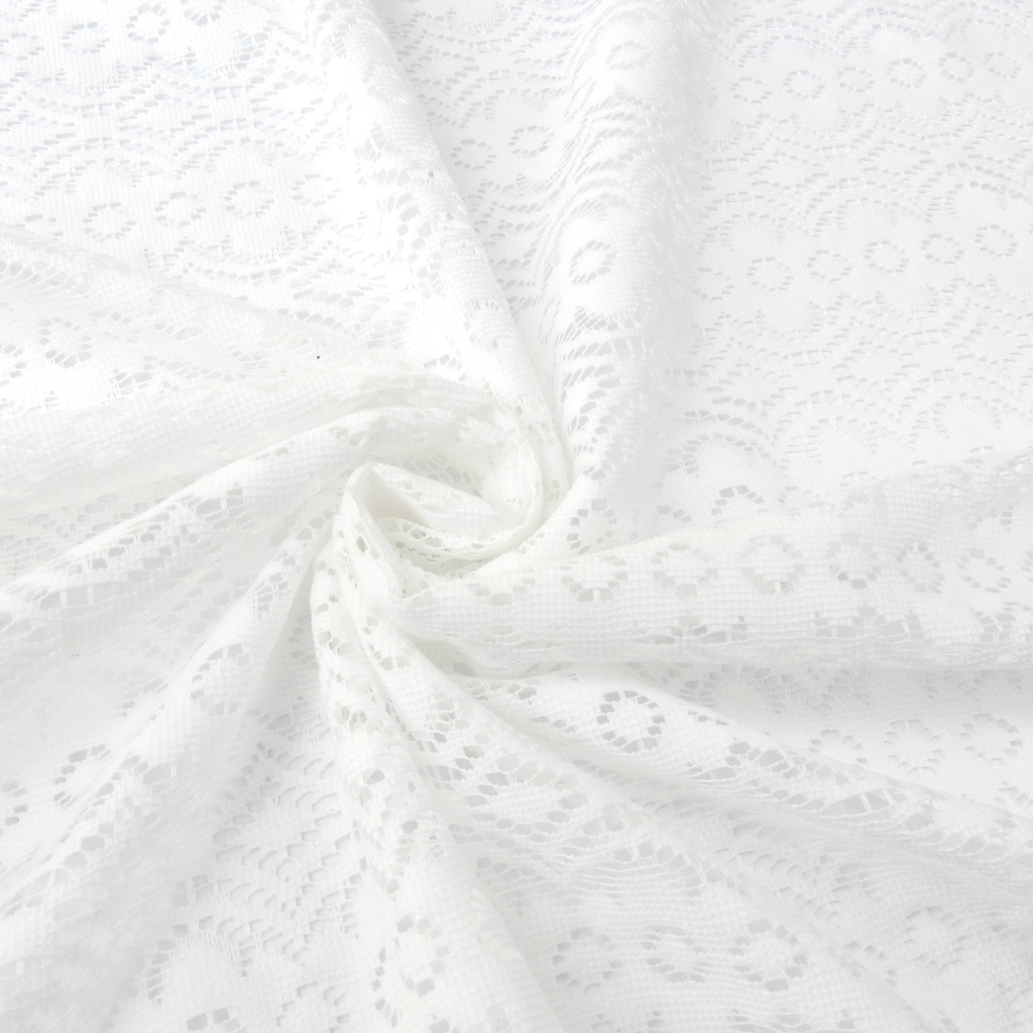 SALE Stretch Geometric Lace Fabric 5921 White, by the yard - Image 2