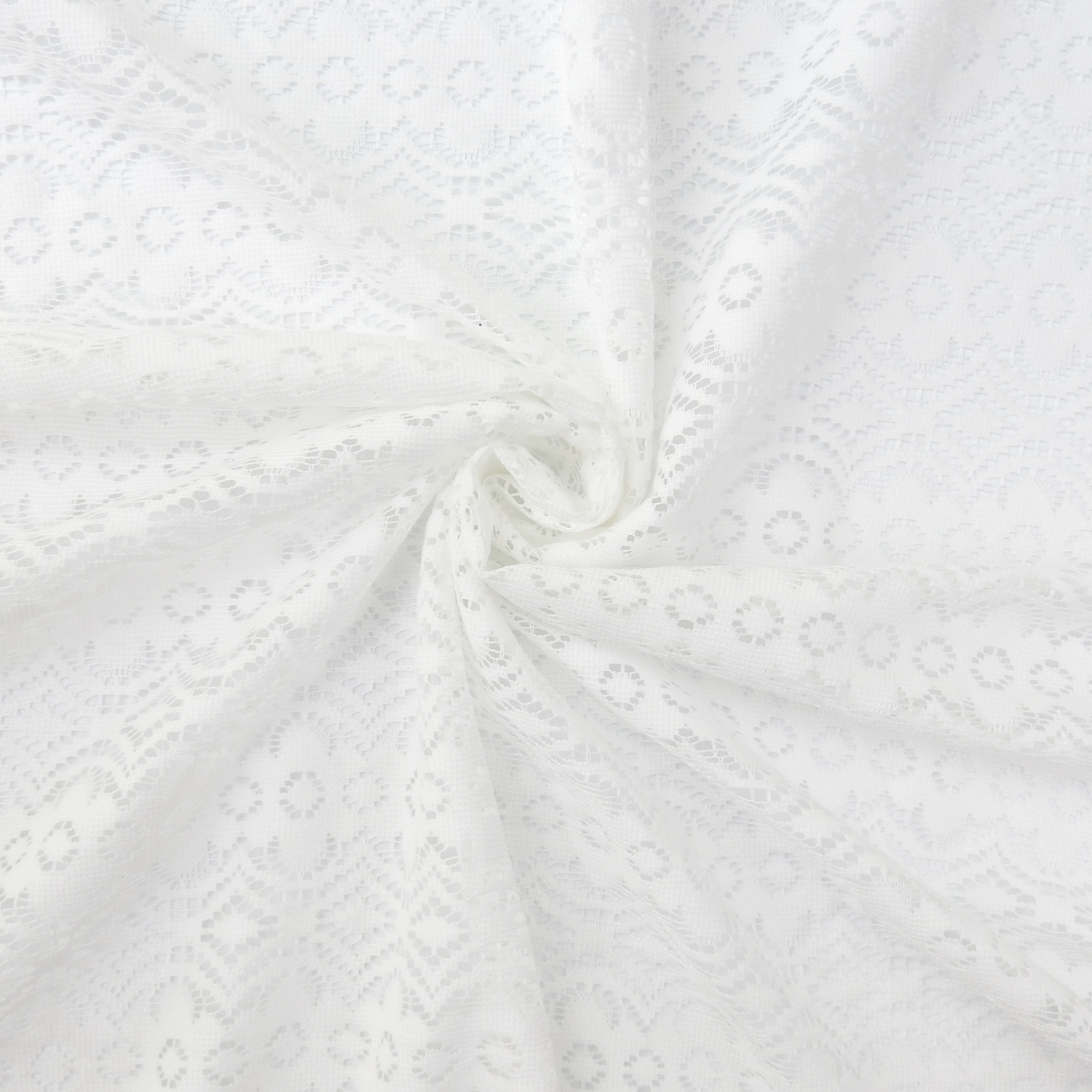 SALE Stretch Geometric Lace Fabric 5921 White, by the yard