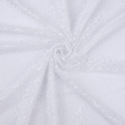 SALE Stretch Geometric Lace Fabric 5943 White, by the yard