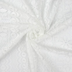 SALE Stretch Geometric Lace Fabric 5946 White, by the yard