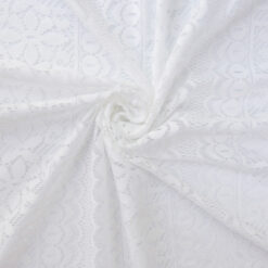 SALE Stretch Stripe Lace Fabric 5955 White, by the yard